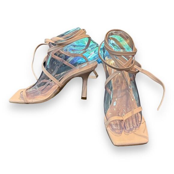 MARC FISHER Womens Beige Dominic Square Toe Stiletto Leather Thong Sandals 6M - Picture 5 of 8